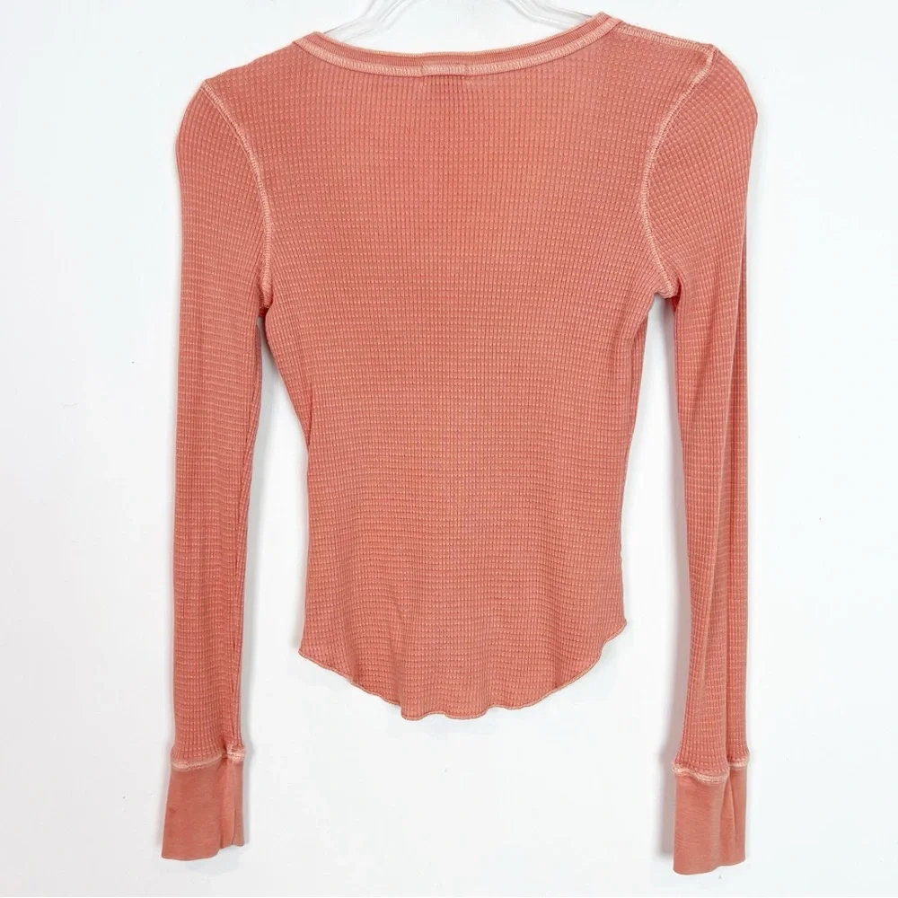 BILLABONG MY HENLEY ORANGE SCOOP HENLEY BUTTON NECKLINE THERMAL SHIRT SZ XS - Picture 4 of 6
